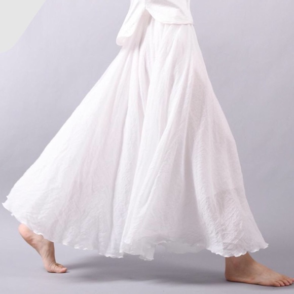 Dresses & Skirts - NWOT - Bohemian White Linen Skirt by Sang Boutique
